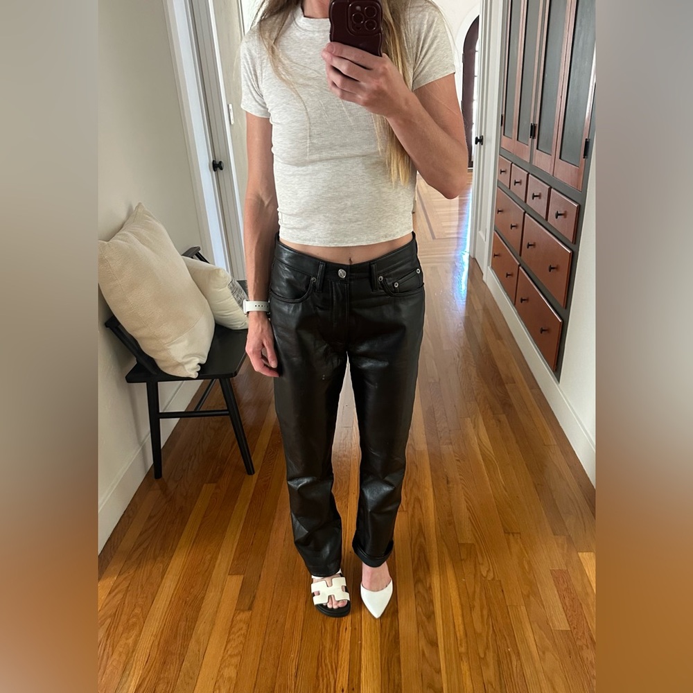 Agolde Black Vegan Leather Trousers